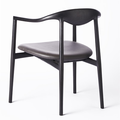 The Dining Chair, Sedia, Rovere Grigio Sirka - Pelle Nera Mater